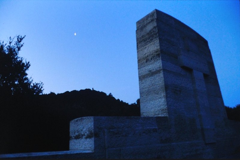 Setting moon at dawn on ANZAC Day - Ari Burnu Cemetery, Gallipoli, Turkey