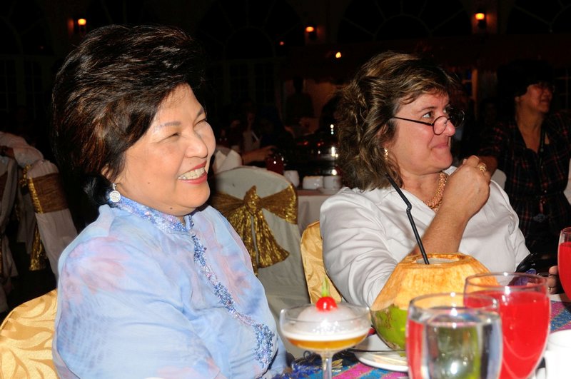 Dr Yen Yen and Sheila Scarborough watching entertainment at the Awards Dinner - MITBCA, Kuala Lumpur, Malaysia