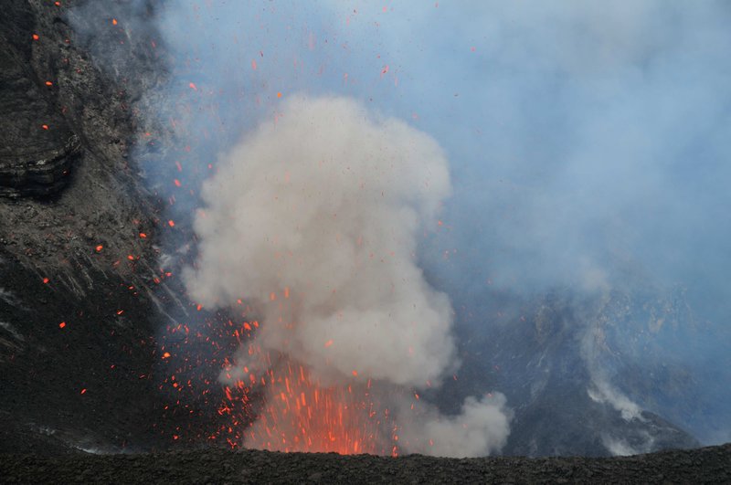 Smoke and lava in action - Mount Yasur volcano, Tanna Island, Vanuatu