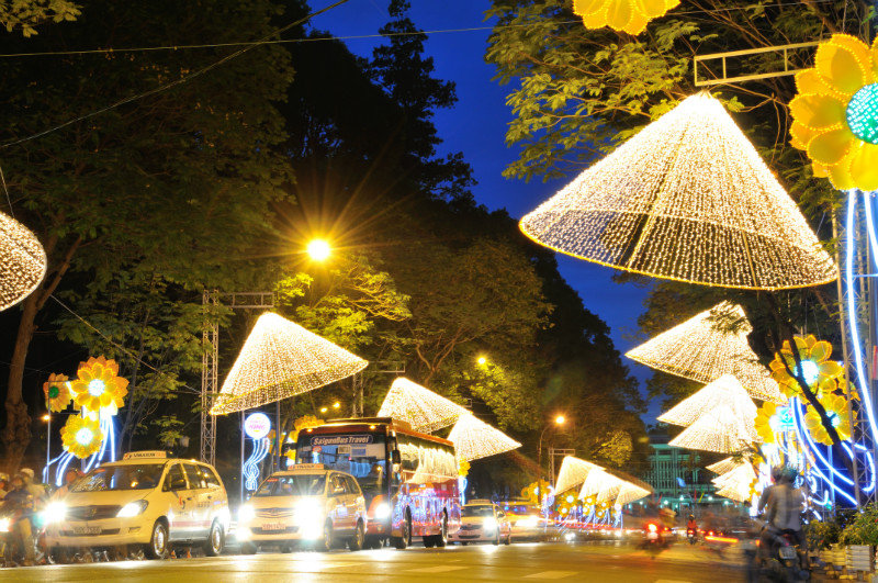 Night lights in Ho Chi Minh City, Vietnam