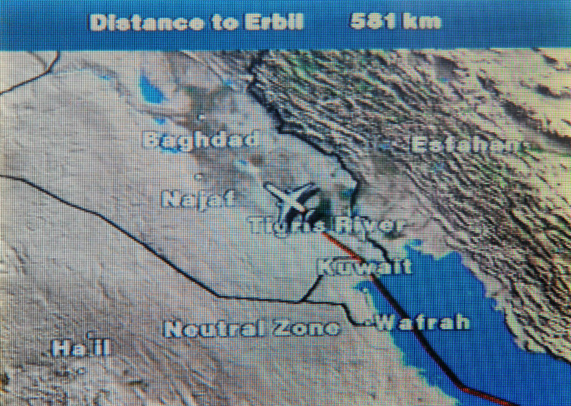 Flight map shows the plane in Iraqi airspace