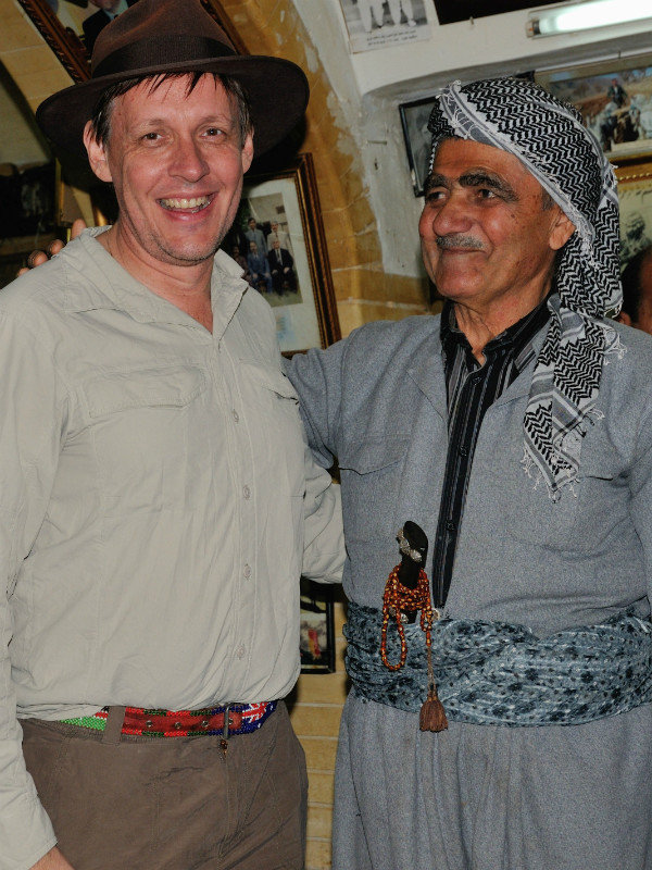 New friends - Rashid and I at the Qaysari Bazaar Tea House - Erbil, Kurdish Region, Iraq