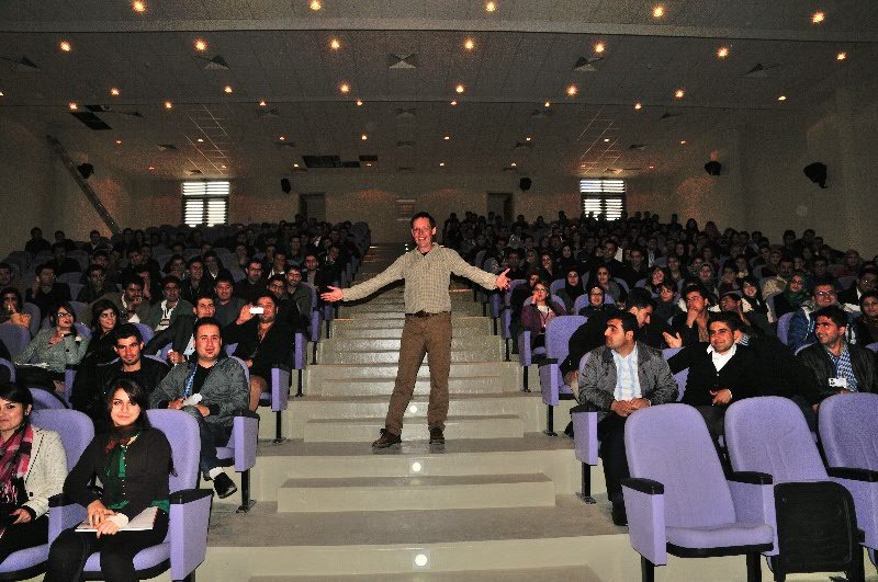 Me striking an extravagant pose after my lecture - University of Sulaimani, Sulamaniyah, Kurdish Region of Iraq