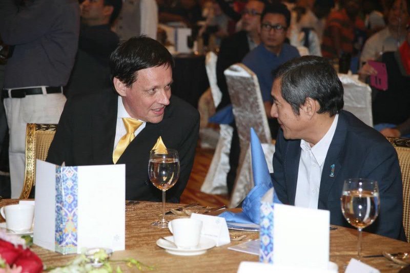 At the MITBCA dinner conversing with Dato Dr Ong Hong Peng, is Secretary General of the Ministry of Tourism in Malaysia