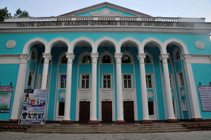 Pastel coloured theatre - Dushanbe, Tajikistan