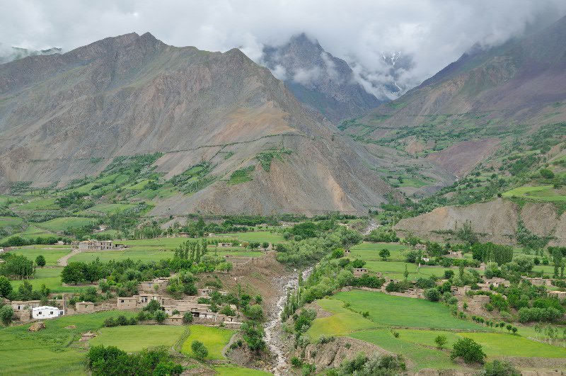 Afghan village as viewed from near Vanj - Tajikistan