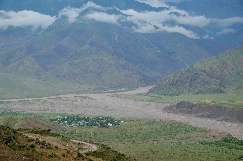 First view of Afghanistan - near Shurabad Pass, Tajikistan