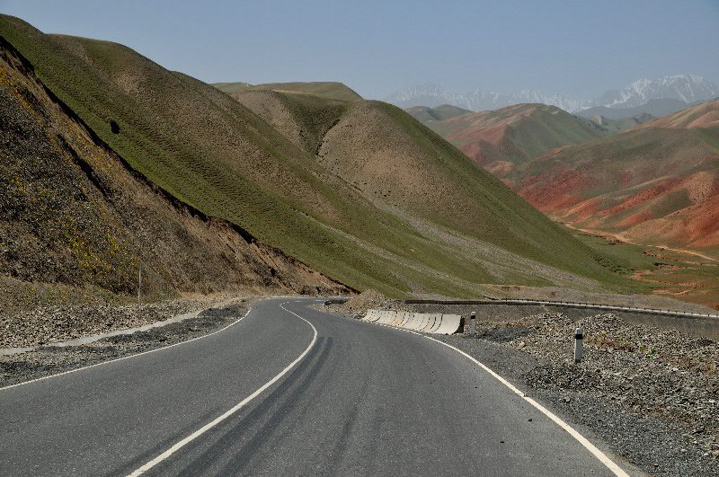 Much better roads once in Kyrgyzstan - near Sary-Tash
