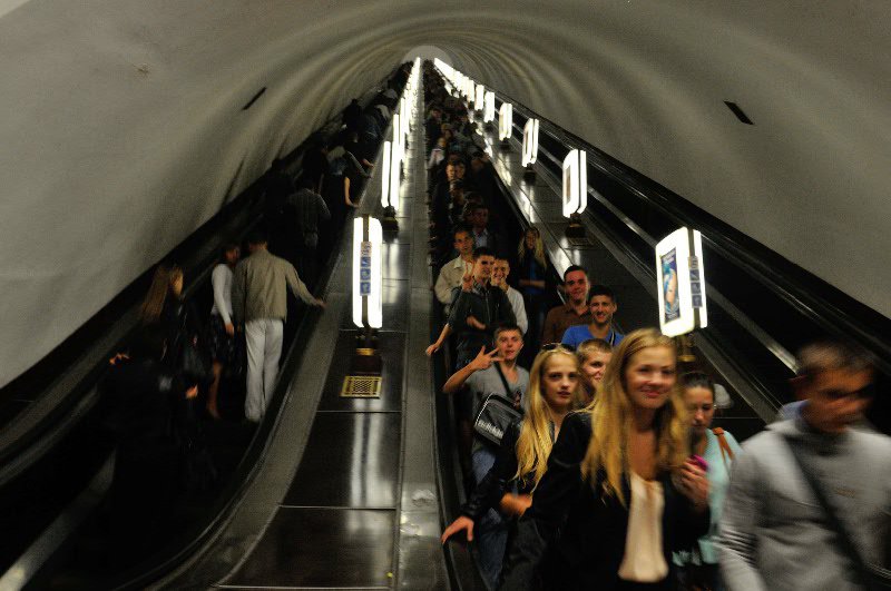 Very deep underground metro station - Kiev, Ukraine