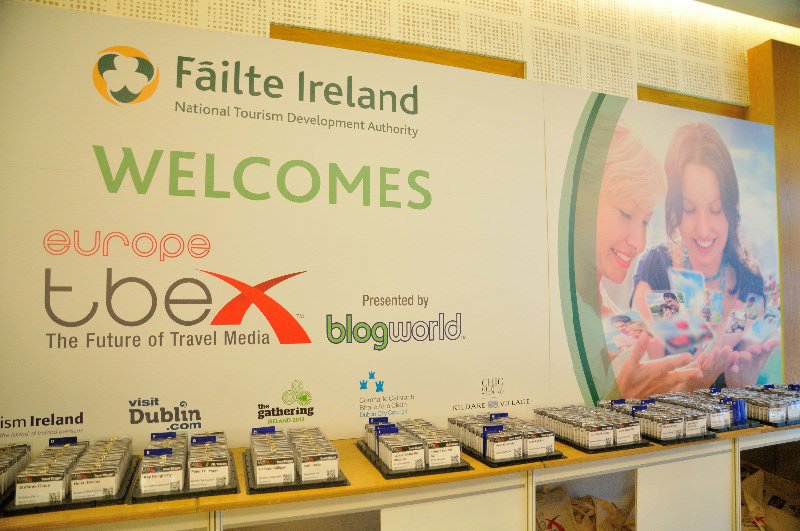 TBEX welcome desk with attendees badges - Dublin, Ireland