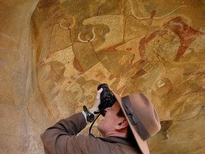 Me photographing the incredible rock art at Las Geel - Somaliland