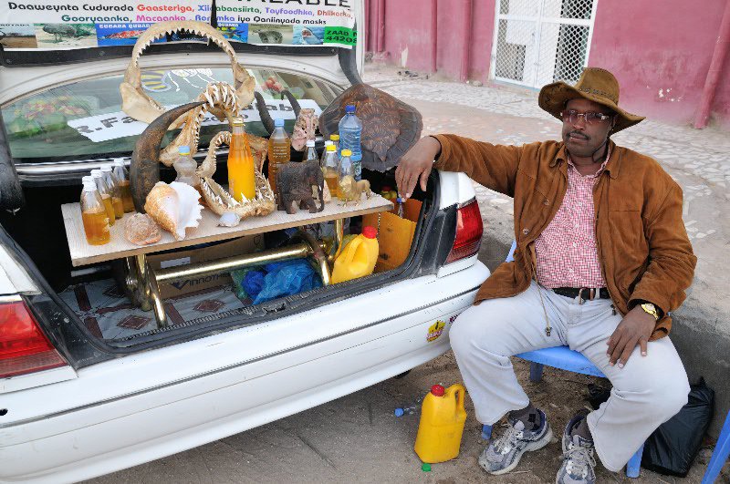 Dr Farhan selling his wares - Hargeisa, Somaliland
