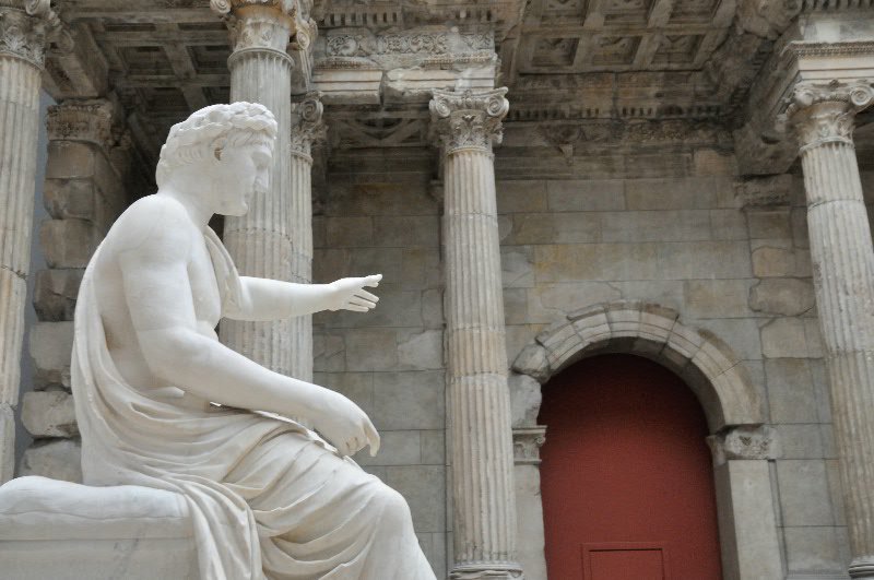 Emperor Trajan statue in front of Market Gate of Miletus - Pergamon Museum, Berlin, Germany