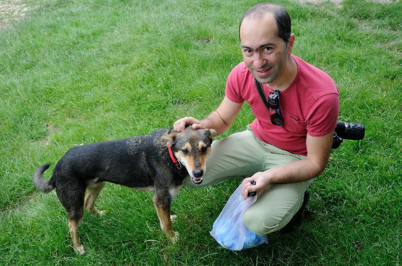 Valentin befriends a local dog - Viscri, Romania