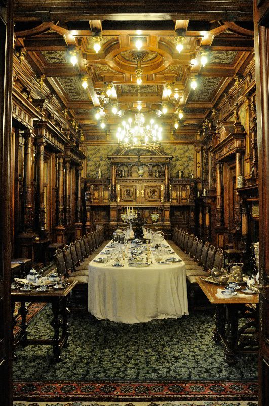 Dining room of Peleş castle - Sinaia, Romania
