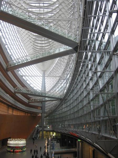 The impressive valuted interior of the Tokyo International Forum building