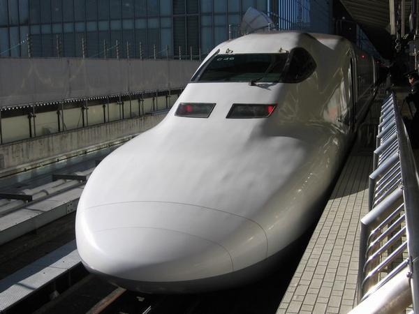 The sleek exterior of the Shinkansen 700