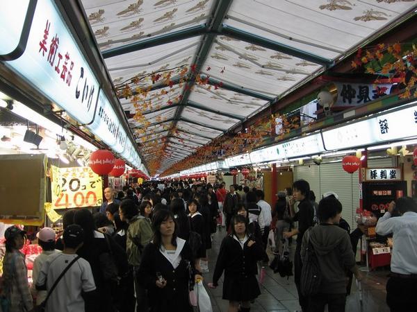 Long rows of retail tempations near the Senso-ji