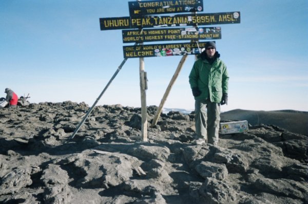 Top of Kilimanjaro -15 on the equator mad but Im nearly 6000m up