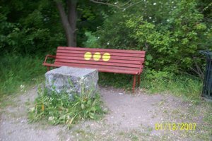 Christiana flag on a bench