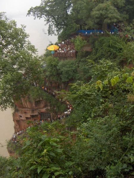 The Standstill Traffic Down the Stairs at Big Buddha