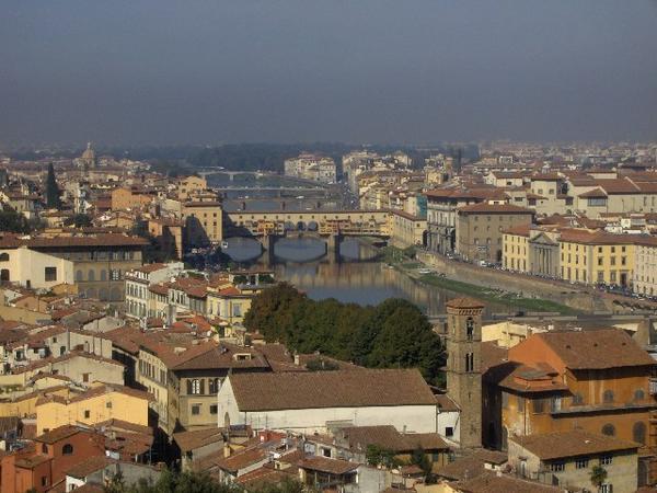 View of Pont Vecchio and Florence from Piazza Michelangelo
