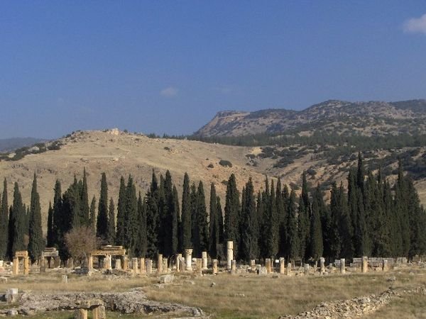 Looking Across The Hierapolis Necropolis From The Travertines