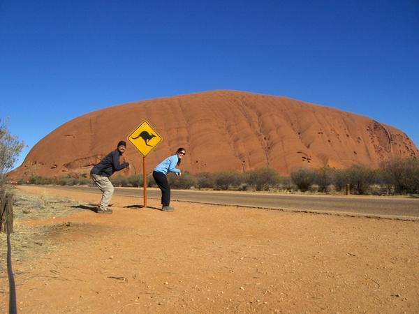 A Chilly Morning For Hopping At Uluru (Ayers Rock) In The Heart Of Australia