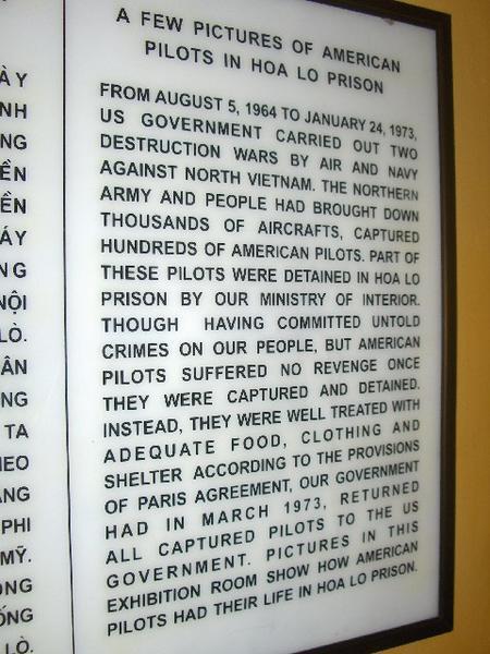 American Exhibit at Hoa Lo Prison
