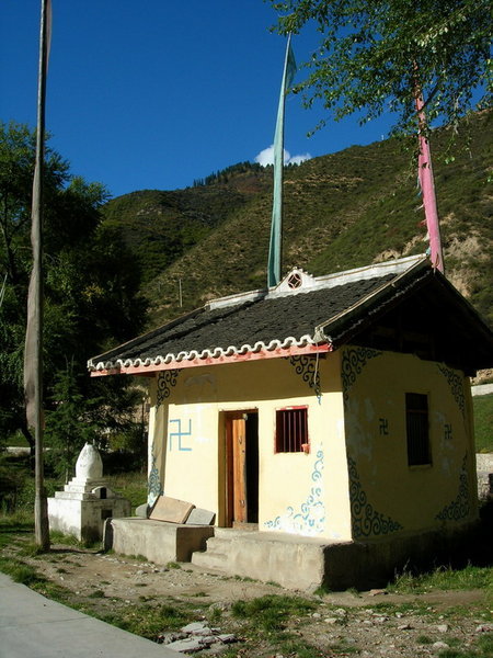 A Tibetan style temple in the village