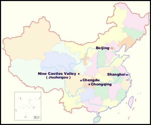 The position of Jiuzhaigou