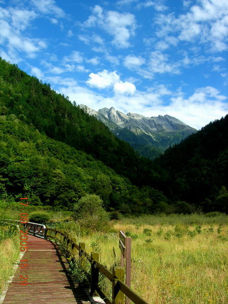 The boardwalk in Jiuzhaigou national park