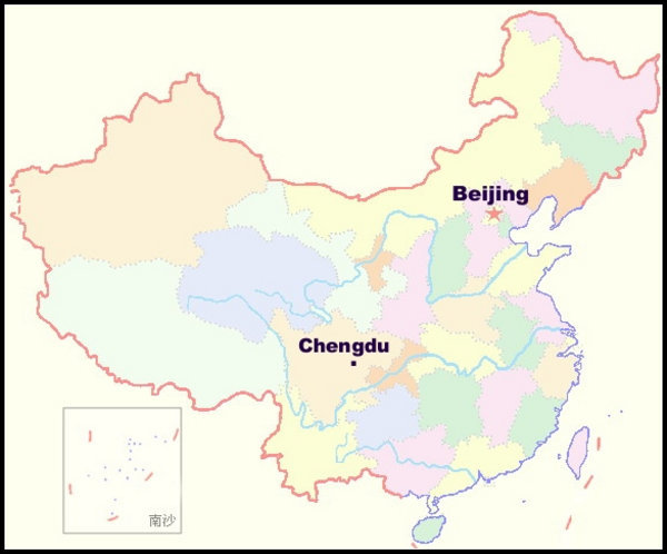 The location of Chengdu
