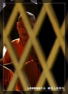 A monk reading in a temple
