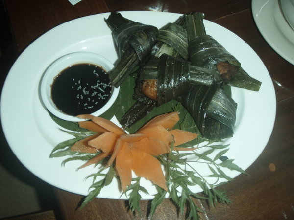 Chicken wrapped in Panadanus leaves