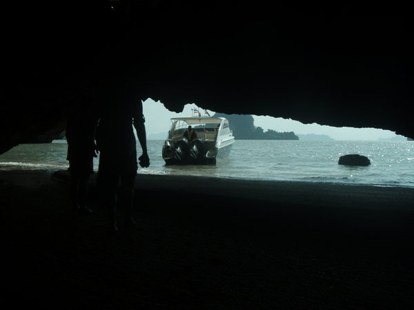 Looking out from inside the cave