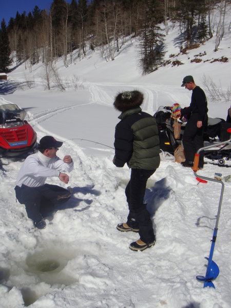 Ice fishing at Canyon Ridge, Chama