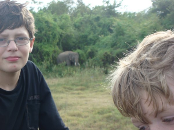 Jake and Elliot with the Elephant