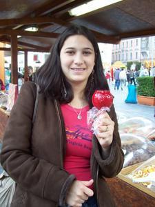 Me eating a candy apple...