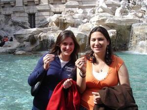 Yelena & I throwing coins into the Trevi Fountain