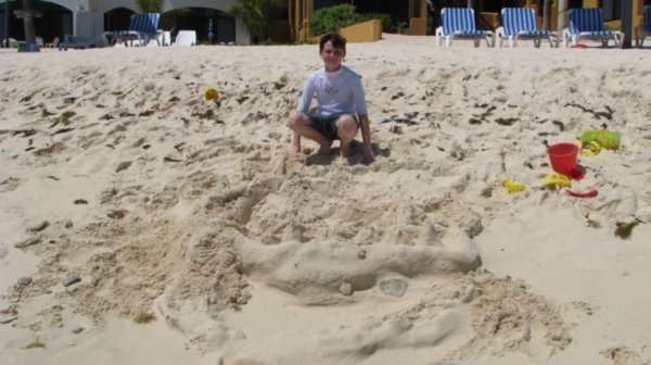Aidan's masterpiece in the sand