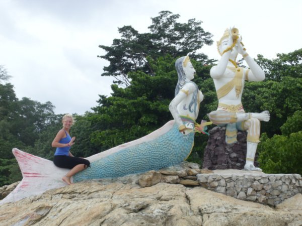 Katie riding a mermaid!