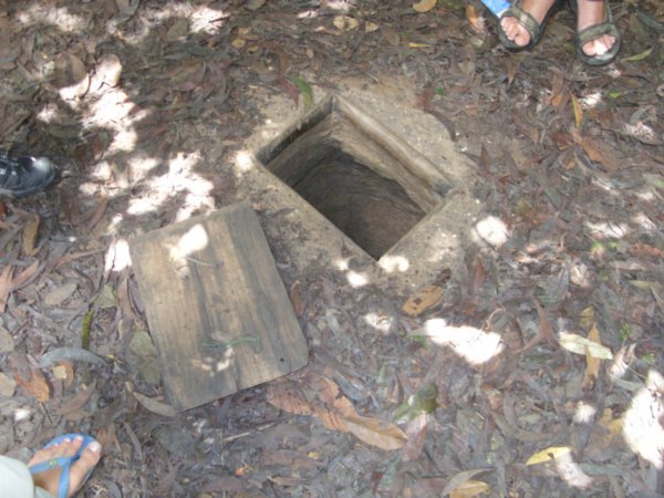 Tiny entrance to Cu Chi tunnels! 