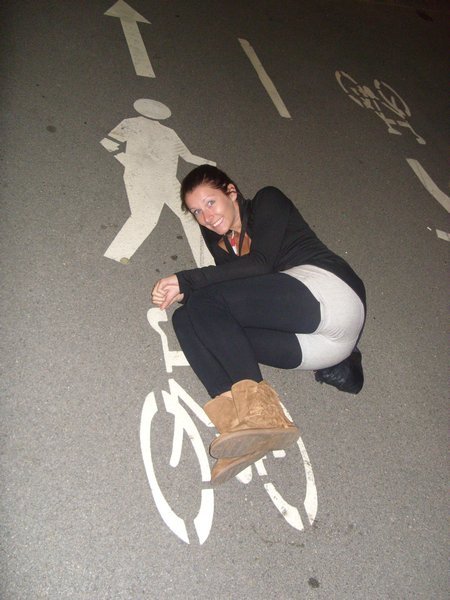 Katie riding the bike...