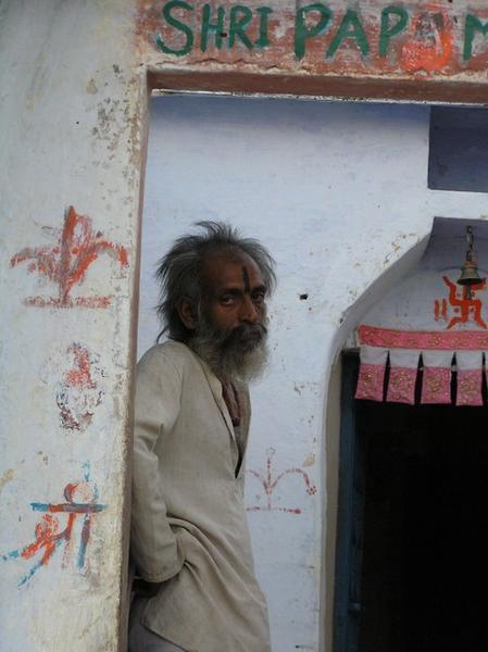 Man working at a temple
