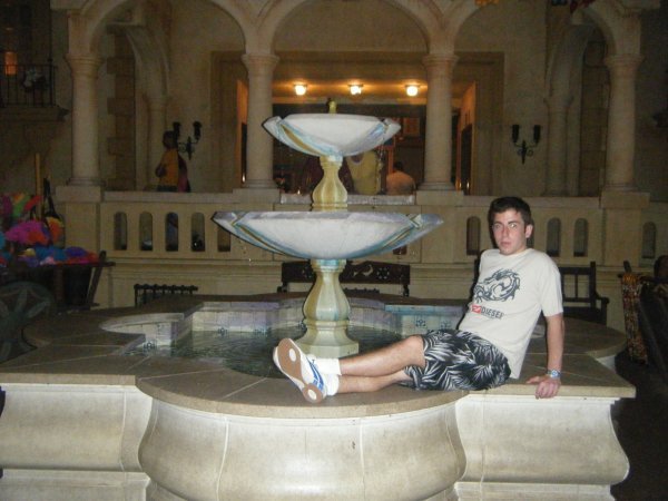 Chilling out by the fountain in Mexico