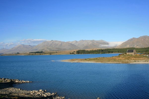 Lac Tekapo et l'eglise du Good Shepherd