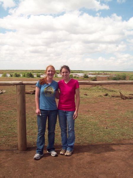 Lauren and Hallie in front of the hippo pond.