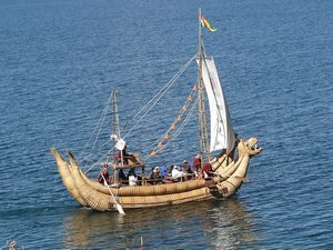 Reed boat on lake Titicaca