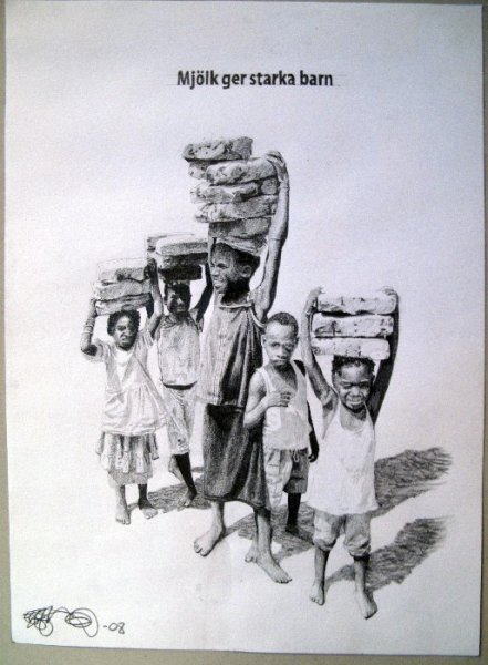 Sketch of hard working kids
